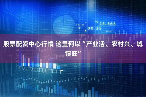 股票配资中心行情 这里何以“产业活、农村兴、城镇旺”